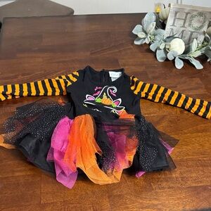 Emily Rose Black and Orange Striped Dress with Tutu